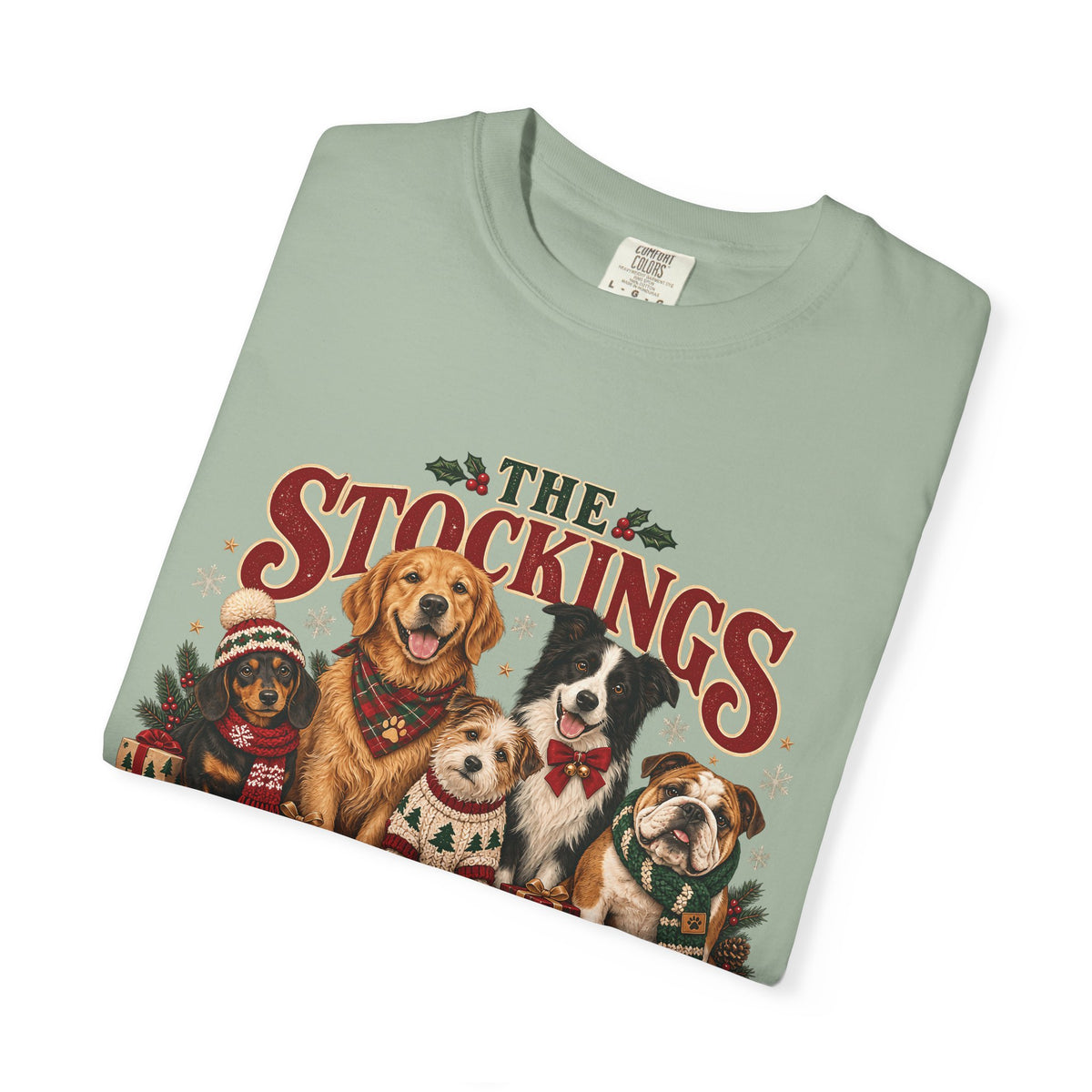 The Stockings Have Paw Prints T-Shirt – Christmas Dog Lover Tee