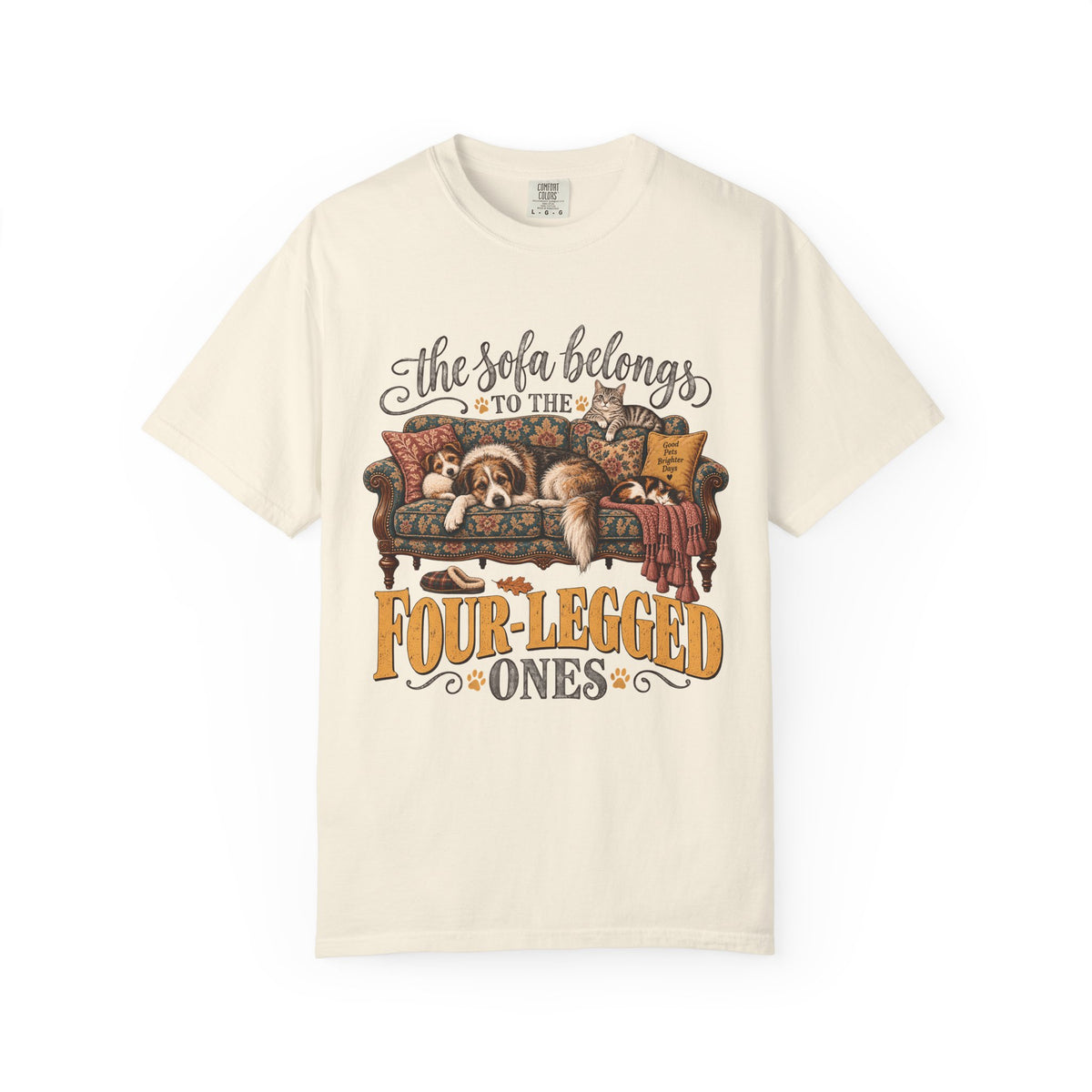 The Sofa Belongs to the Four-Legged Ones T-Shirt – Funny Dog & Cat Lover Tee