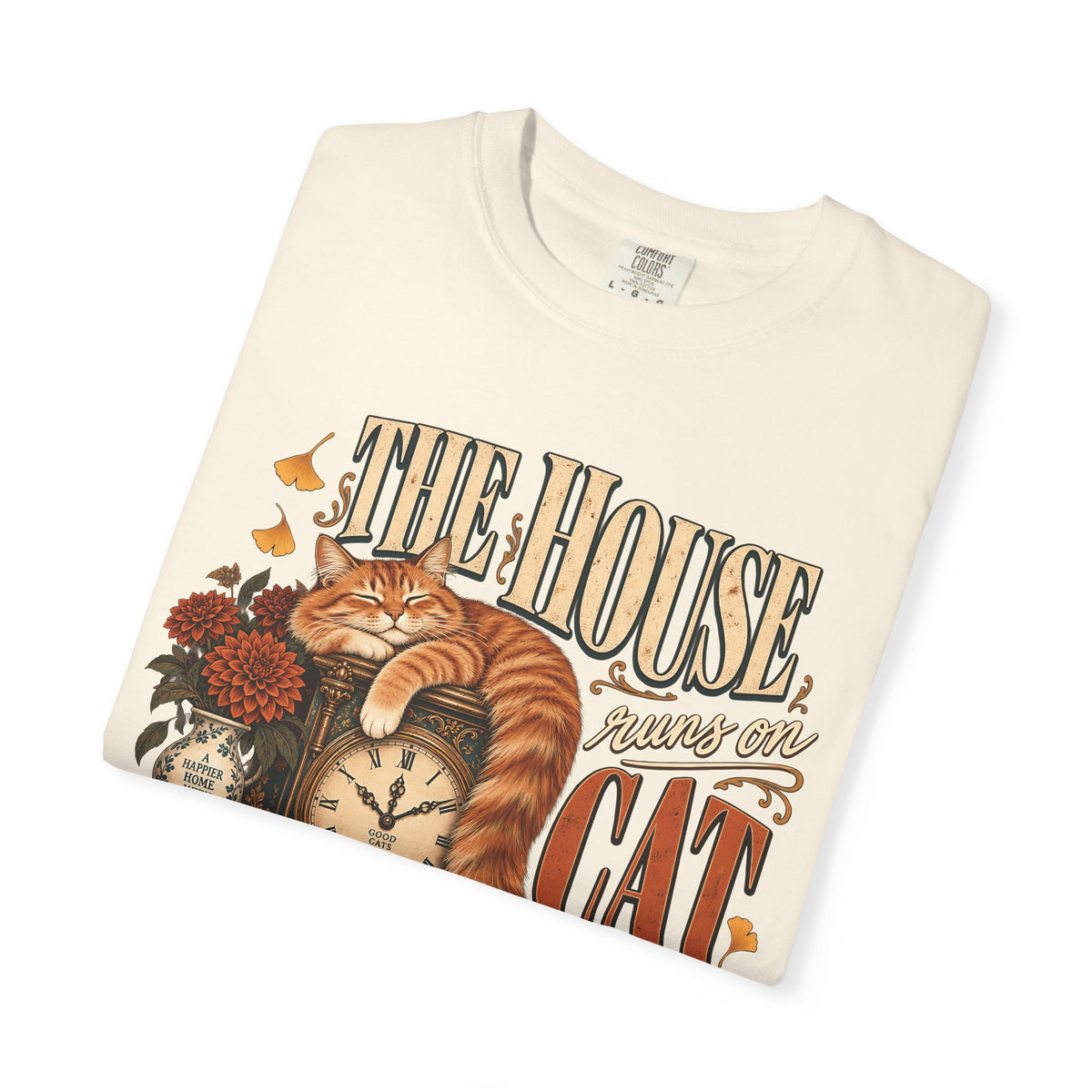 The House Runs on Cat Time T-Shirt – Vintage Ginger Cat Lover Tee