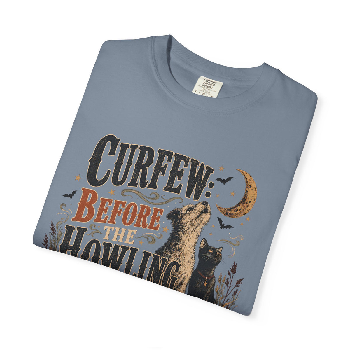 Curfew Before The Howling Starts T-Shirt – Funny Halloween Dog & Cat Tee