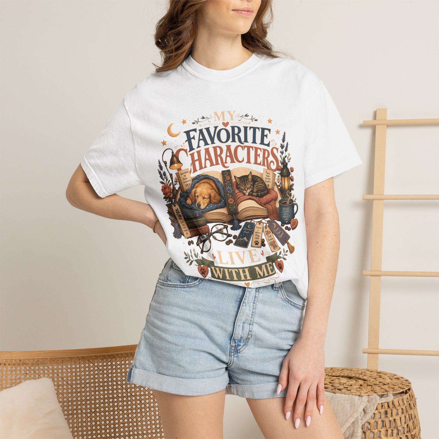 My Favorite Characters Live With Me — Cute Pet Lover Cottage T-Shirt