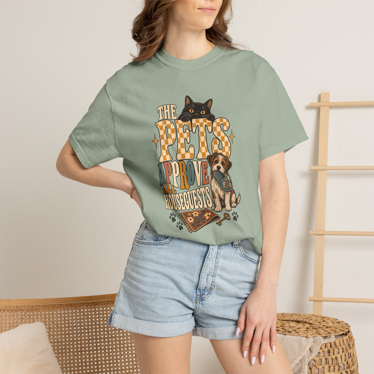The Pets Approve All Houseguests T-Shirt – Funny Dog & Cat Lover Tee