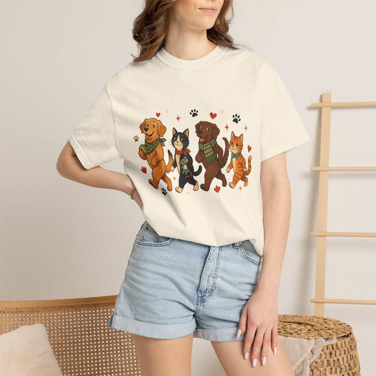 Dog and Cat Parade T-Shirt – Cute Multi-Pet Parent Graphic T-Shirt