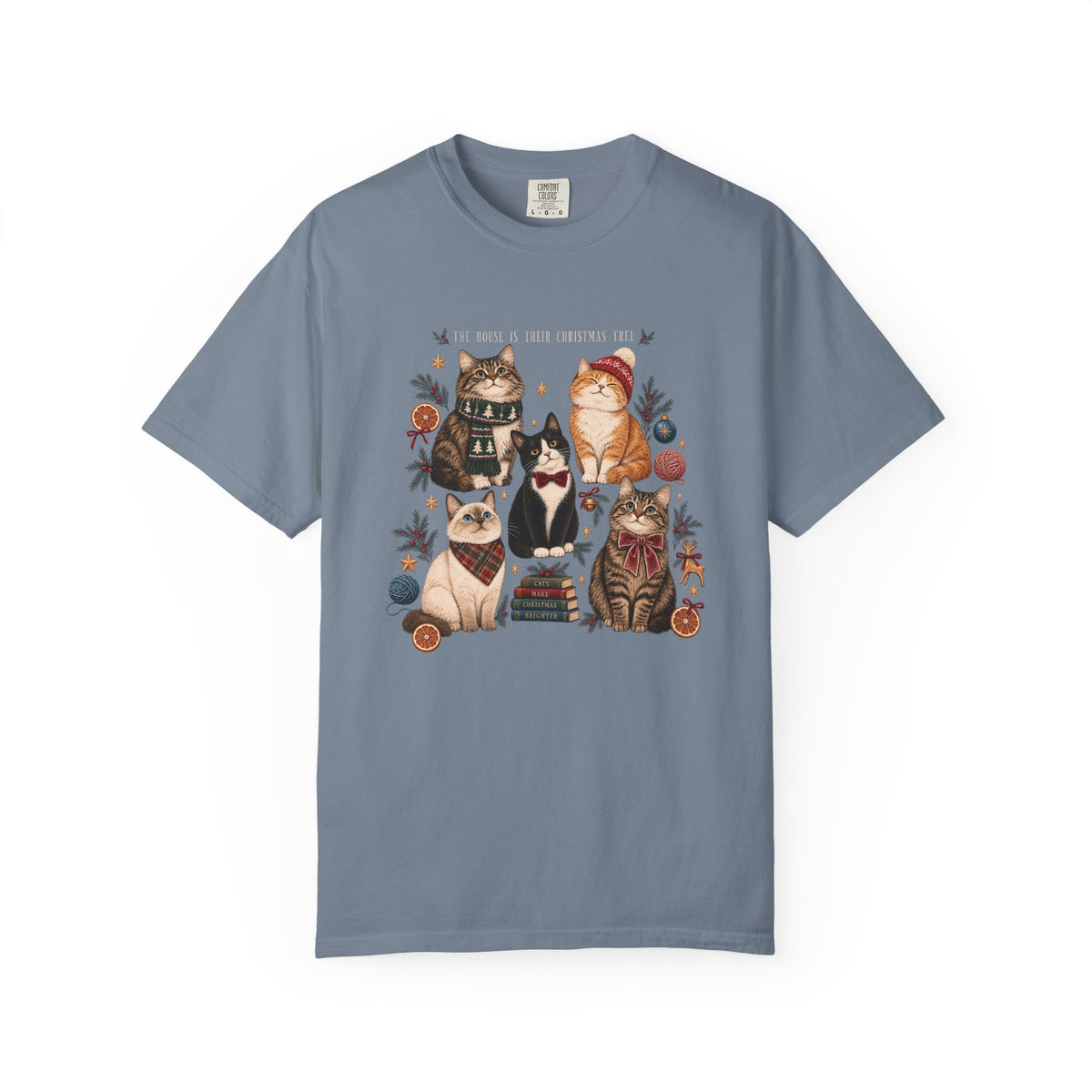 The House Is Their Christmas Tree T-Shirt – Multi-Cat Christmas Tee