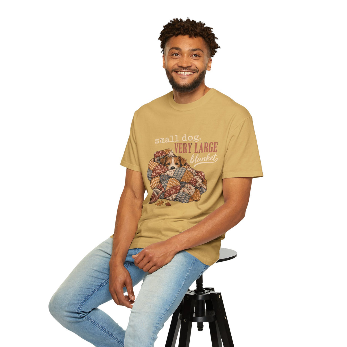 Small Dog Very Large Blanket T-Shirt – Funny Cozy Dog Lover Tee